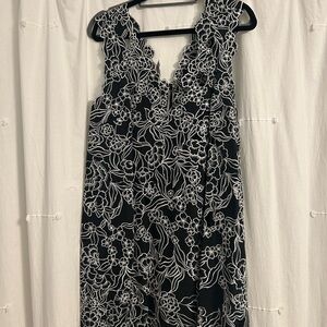 Anthropologie Black and White Floral Dress